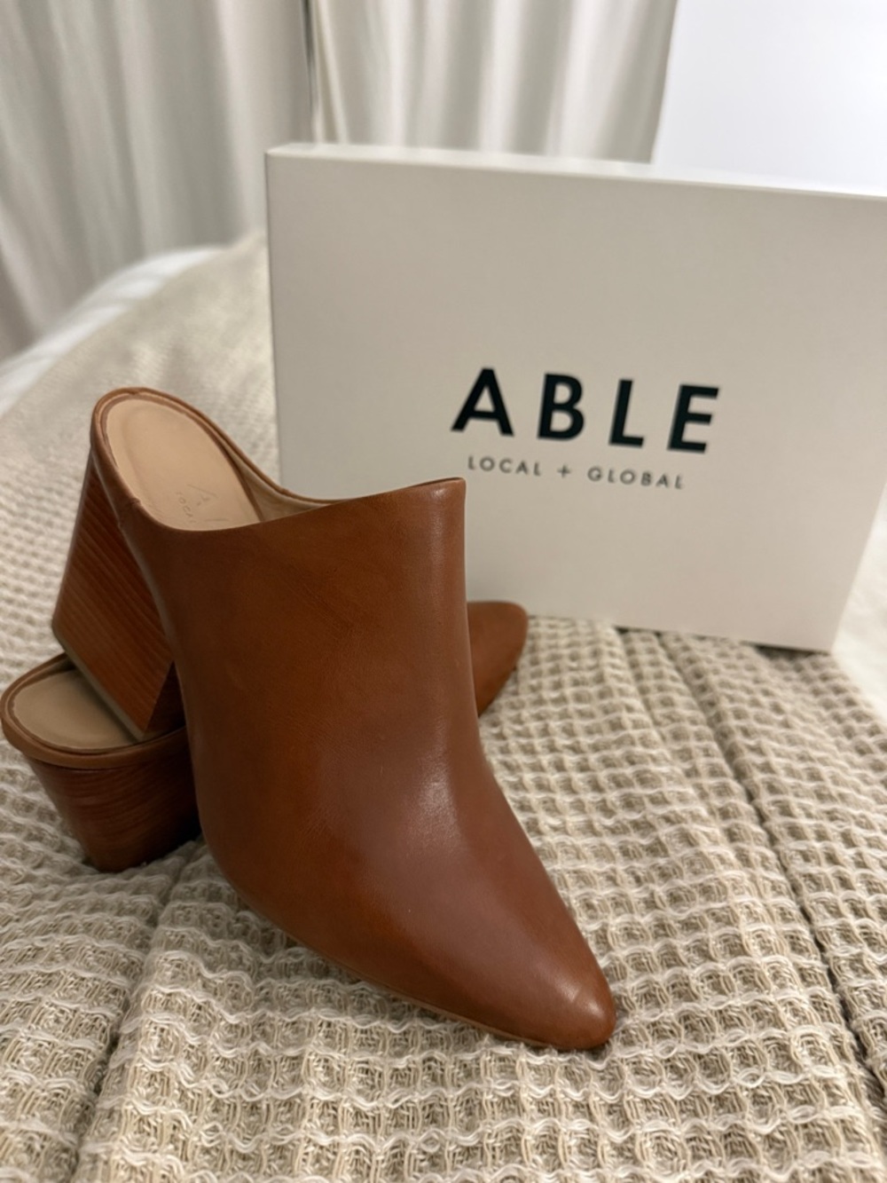 ABLE 100% Leather Mule Clog Heels- Like New!